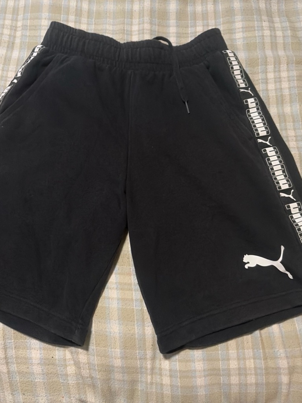 Puma Black Shorts with White Logo Tape